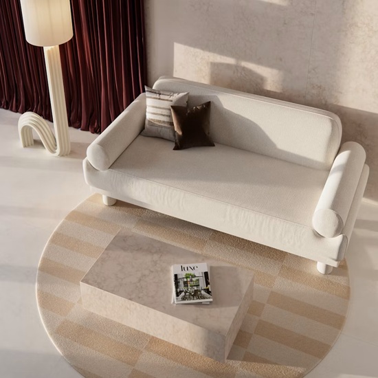 Mesa de comedor con superficie ÉCLOS Veilr crema beige en comedor moderno