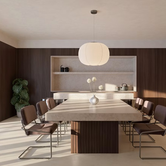 Mesa de centro con superficie ÉCLOS Veilr crema beige en salón moderno