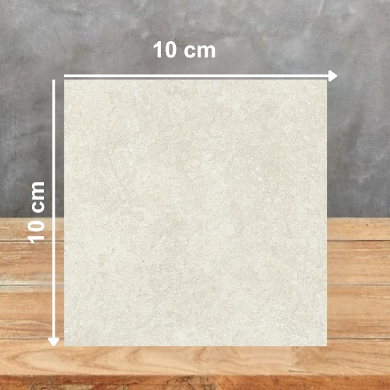 Muestra Ascale Amaya Linen 10x10 cm con fondo de hormigón