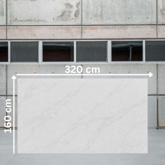 Placa jumbo Cuarzo Bical Levantina Quartz 320x160 cm blanco con vetas grises