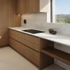 Cocina moderna con encimera de Cuarzo Bical blanco y muebles de madera clara