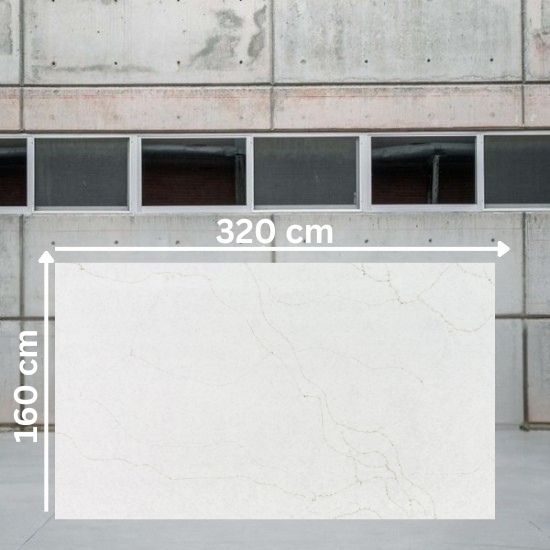 Placa jumbo de Cuarzo Malvasia Levantina Quartz de 320x160 cm en exterior