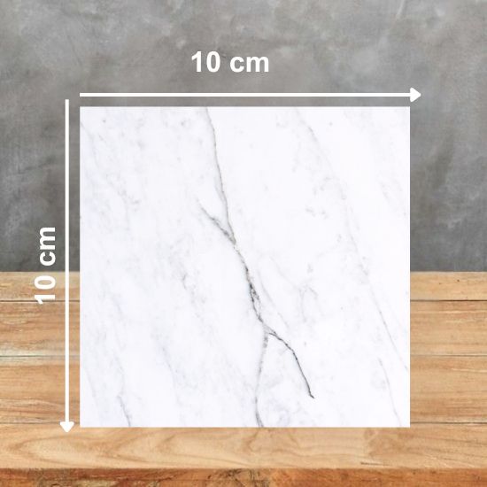 Muestra 10x10 cm de Cuarzo Cortese Levantina Quartz blanco con vetas grises