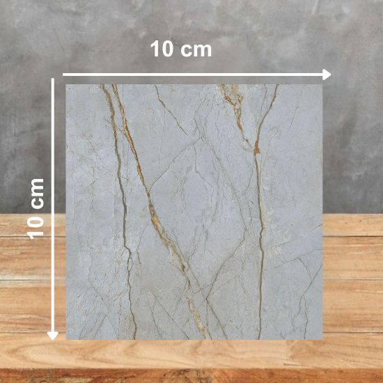 Muestra Ascale Foresta Blue 10x10 cm con vetas doradas