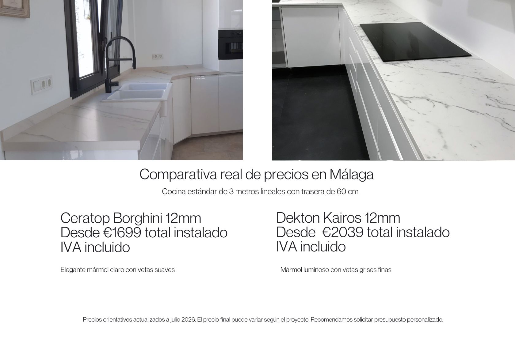 Comparativa Ceratop Borghini vs Dekton Kairos Málaga