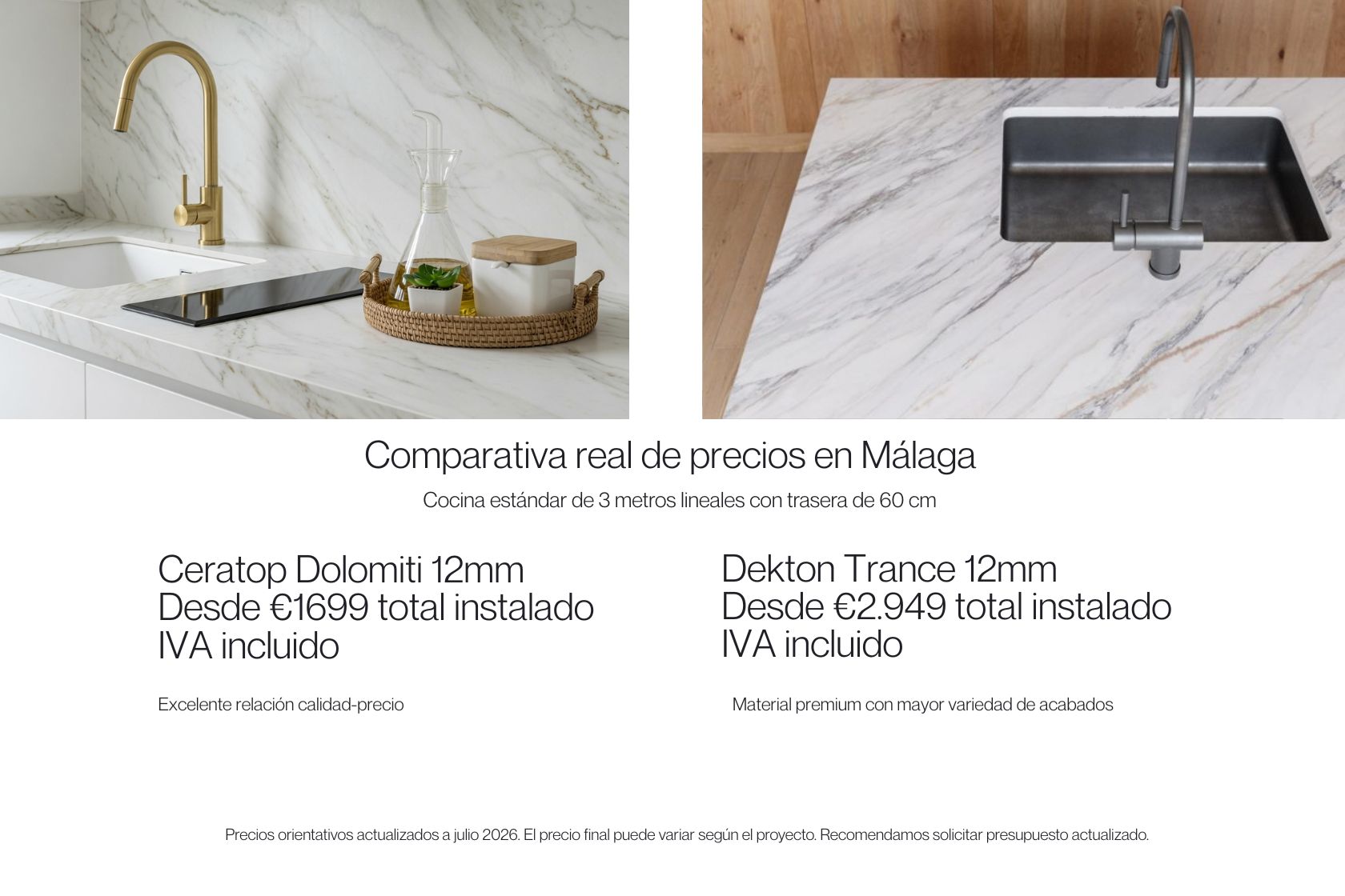 Comparativa Ceratop Dolomiti vs Dekton Trance Málaga