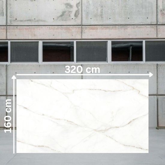 Losa de porcelánico Ascale Verso Gold 320x160 cm blanco con vetas doradas
